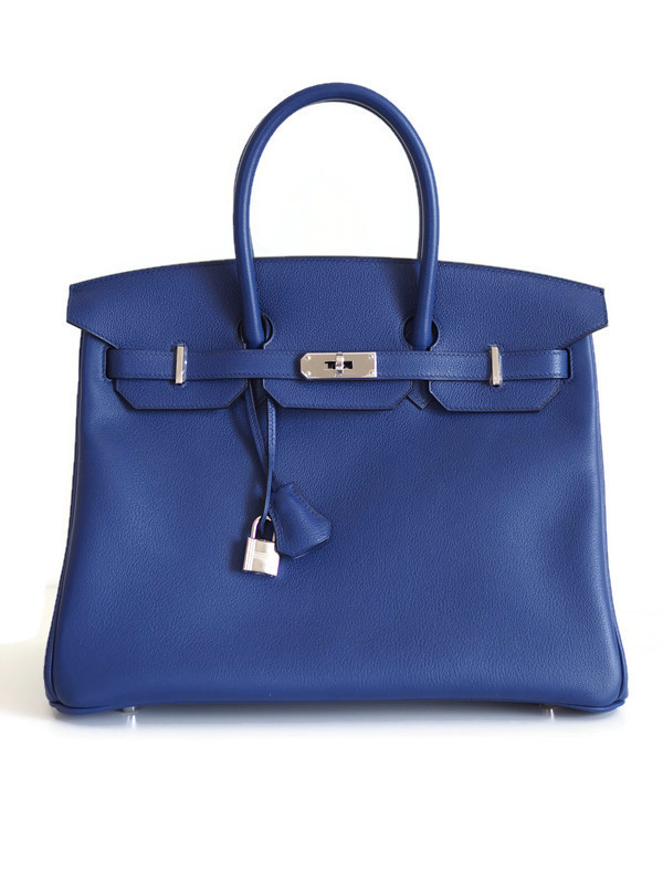 Bag HERMES Birkin 35 Bleu Saphir Taurillon Novillo Double PHW