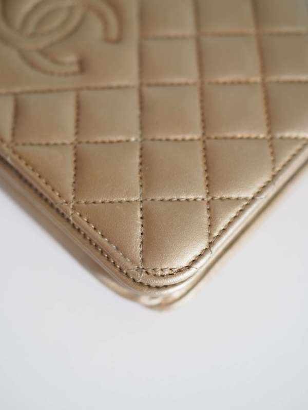 Bag CHANEL WOC Taupe Metallic Lambskin GHW - Image 9