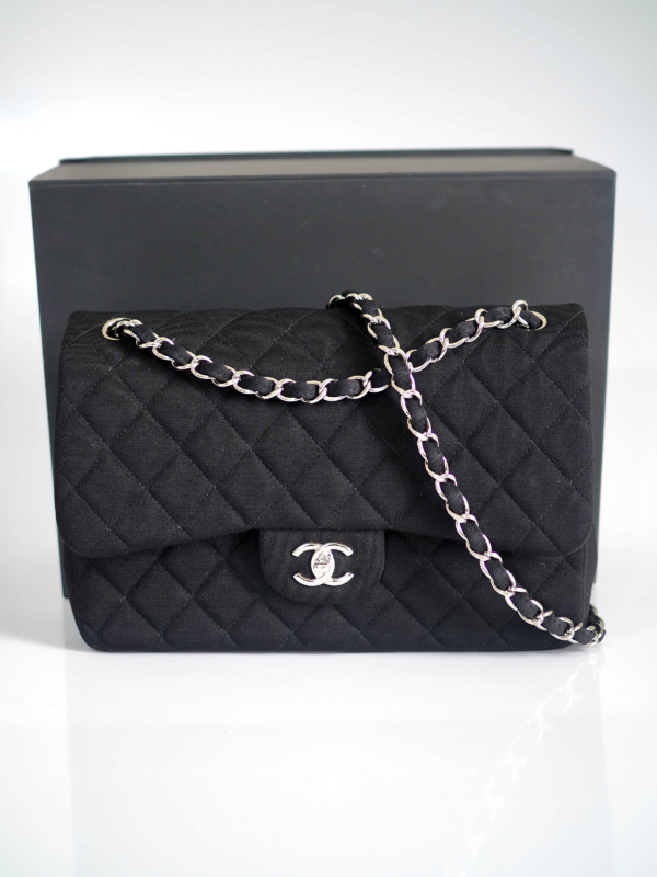 Bag CHANEL Timeless Jumbo Black Jersey SHW - Image 16