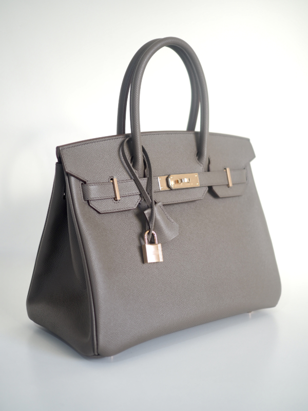 Bag HERMES Birkin 30 Etain Epsom Rose Gold Hardware - Image 11