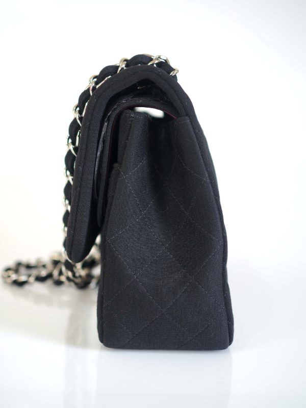 Chanel Jumbo bag black jersey Sylver Hardware