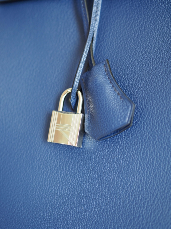 Bag HERMES Birkin 35 Bleu Saphir Taurillon Novillo Double PHW - Image 12