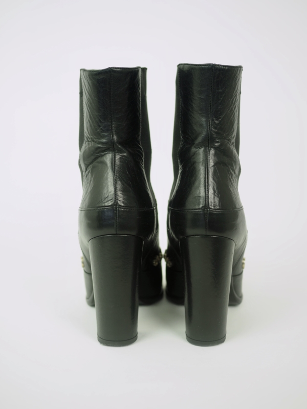 Boots CHANEL Black Leather  Charms Details Size 37 - Image 4