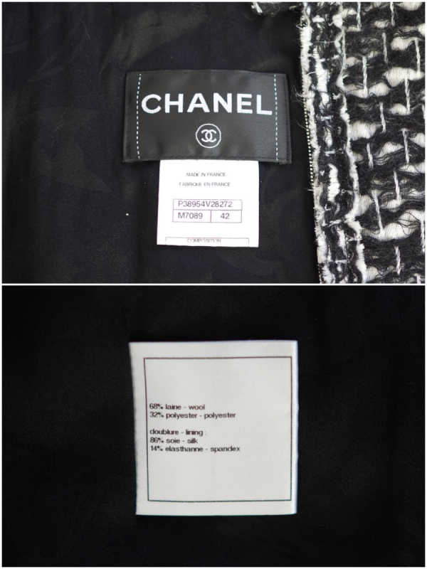 Coat CHANEL Black-White Tweed Size XL - Image 6