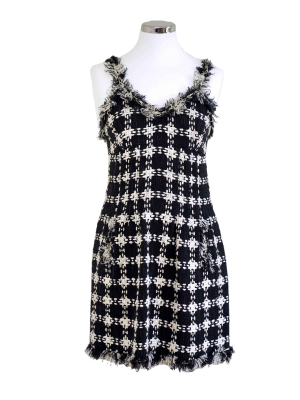 Chanel two tone tweed sleeveless fridges dress 2007