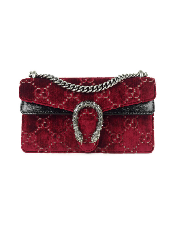 Gucci Dionysus Small burgundy velvet patent leather Swarovski lock