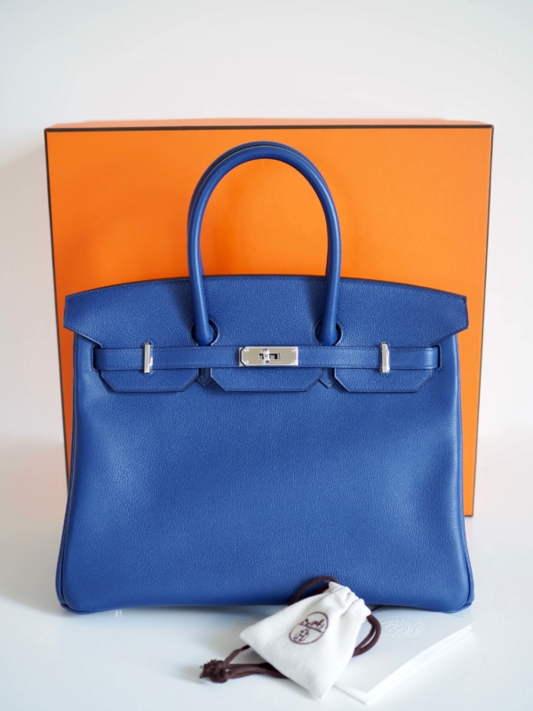 Bag HERMES Birkin 35 Bleu Saphir Taurillon Novillo Double PHW - Image 16