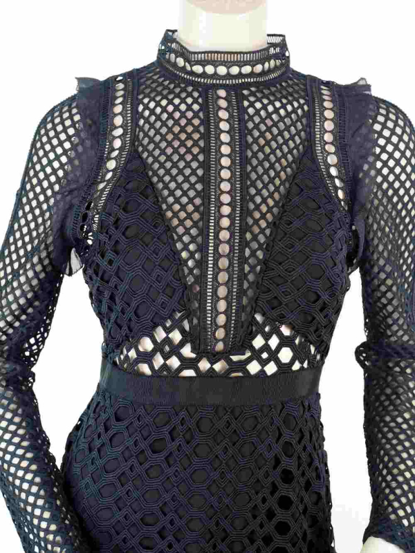 Dress SELF-PORTRAIT Hall Black Lace Size M - Image 3