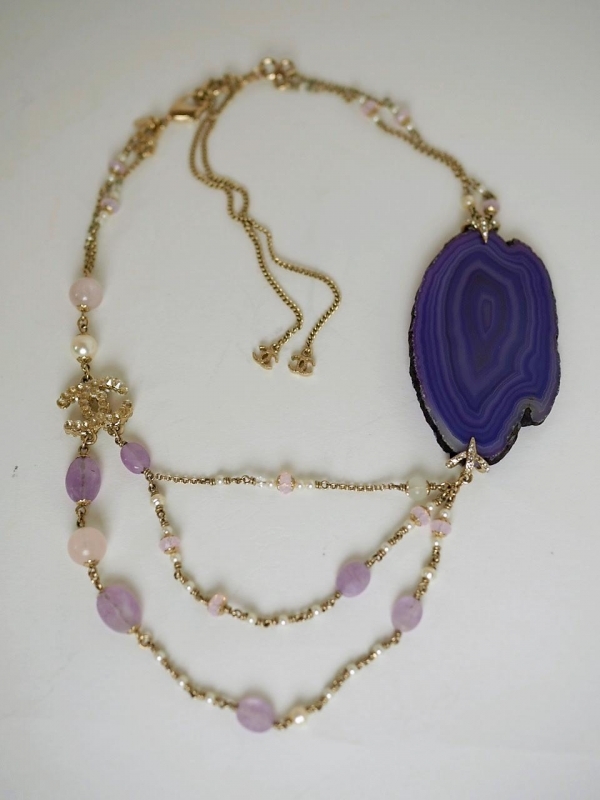 Necklace CHANEL Purple Agate Amethyst Gem Stones - Image 3