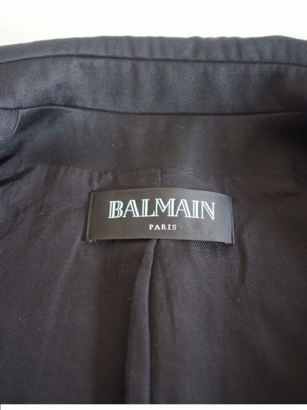 Blazer BALMAIN Black Wool Gold Details Size XL - Image 6