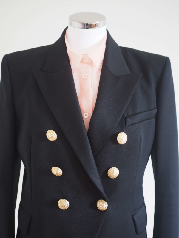 Blazer BALMAIN Black Wool Gold Details Size XL - Image 3