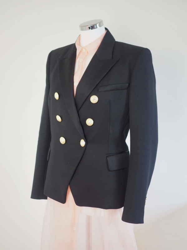 Blazer BALMAIN Black Wool Gold Details Size XL - Image 4