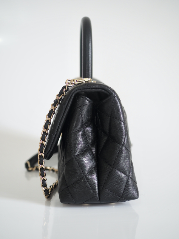 Bag CHANEL Coco Handle Small Black Caviar LGHW - Image 6