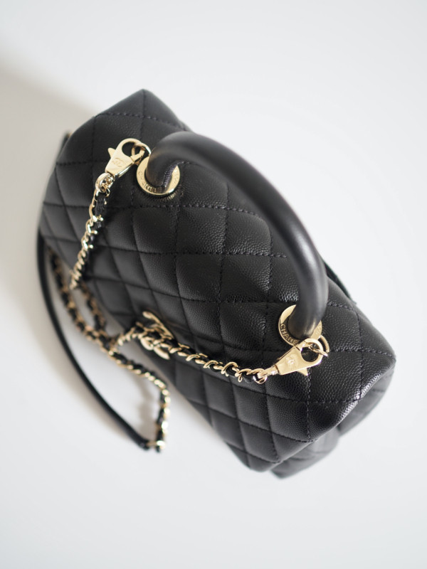 Bag CHANEL Coco Handle Small Black Caviar LGHW - Image 11