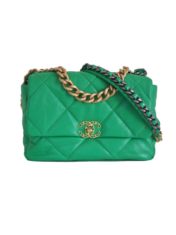 Chanel-19-Large-flap-bag-green-lambskin-gold-ruthenium-hardware-20C