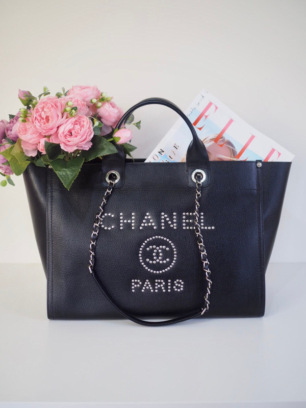 Bag CHANEL Deauville Medium Tote Black Calfskin SHW - Image 2