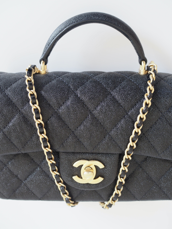 Bag CHANEL Top Handle Mini Rectangular Black Calfskin GHW - Image 9