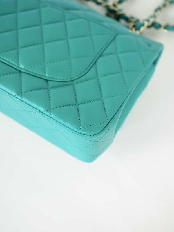 Bag CHANEL Timeless Medium Turquoise Lambskin GHW - Image 7