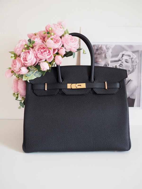 Bag HERMES Birkin 35 Noir Togo Rose Gold Hardware - Image 2