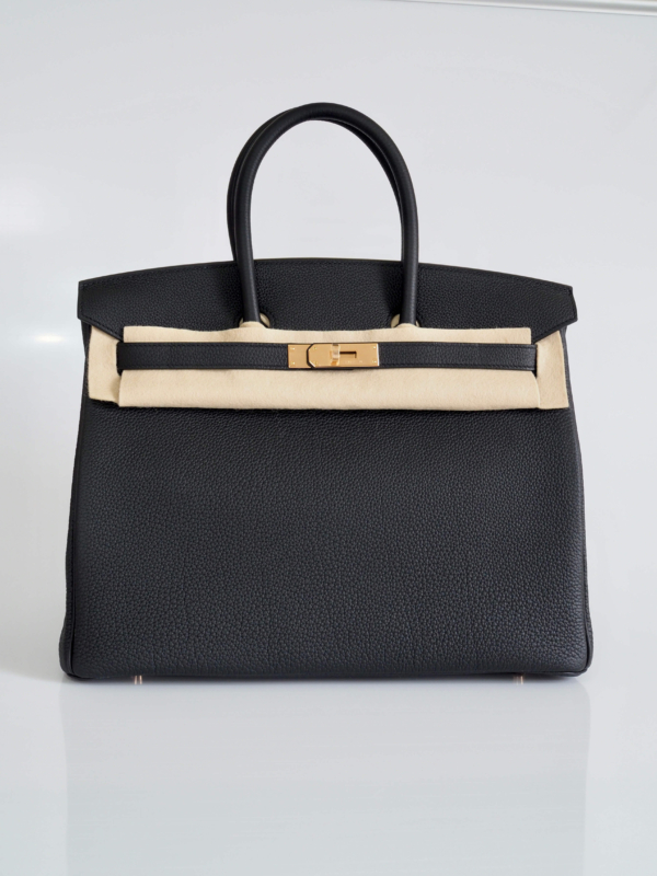 Bag HERMES Birkin 35 Noir Togo Rose Gold Hardware - Image 13