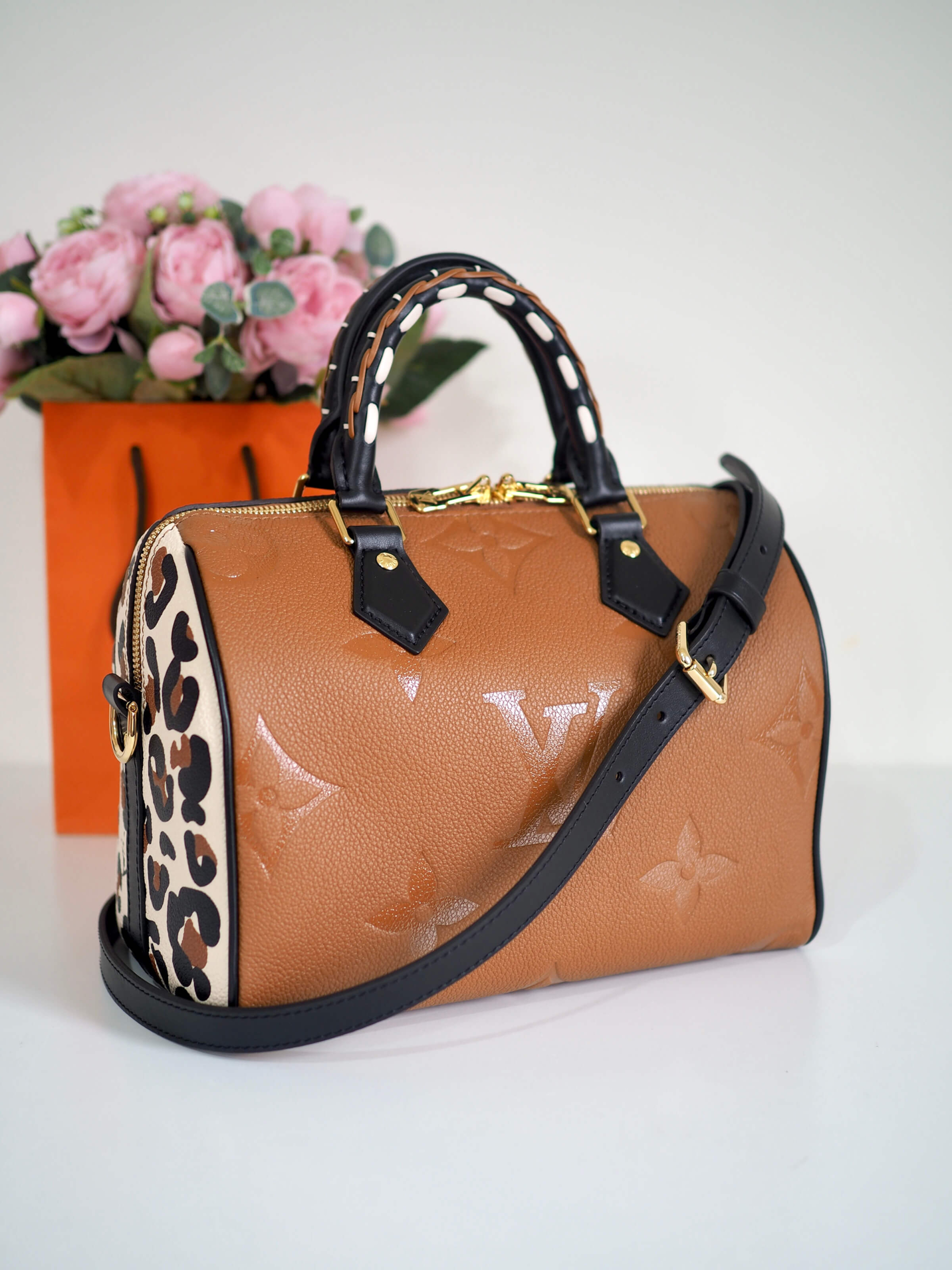 Louis Vuitton Speedy 25 bandouliere cognac empreinte monogram