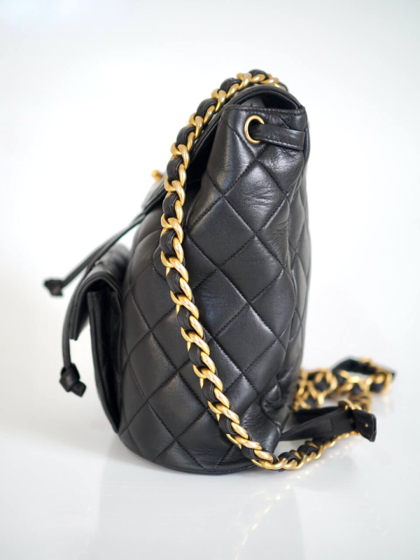 Bag CHANEL Vintage Backpack Black Lambskin GHW - Image 4