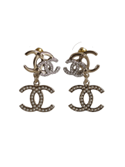 double c chanel earrings silver