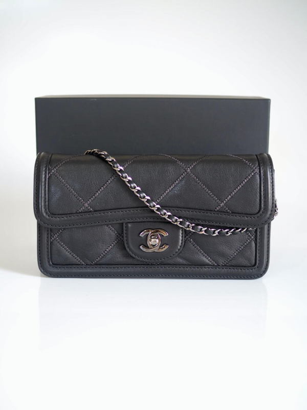 Bag CHANEL Stitched Mini Flap Black Calfskin SHW - Image 13