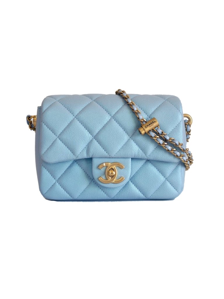 Chanel 21K mini bag blue grained calfskin gold hw | Vintage-United