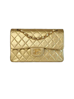 Chanel-Vintage-Small-classic-double-flap-bag-gold-lambskin-gold-hardware