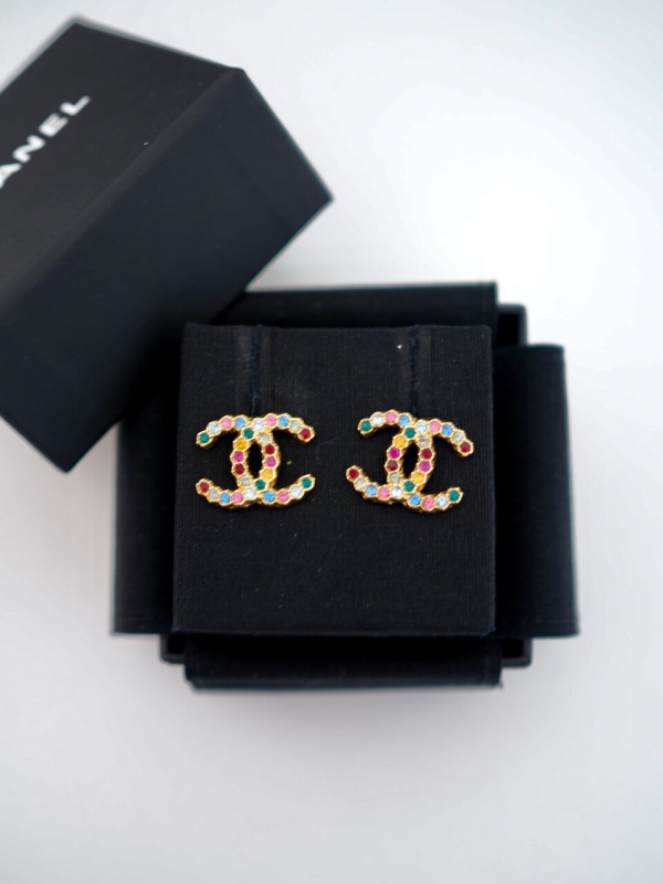 Ear studs CHANEL CC Multicolor Rain Stones - Image 5