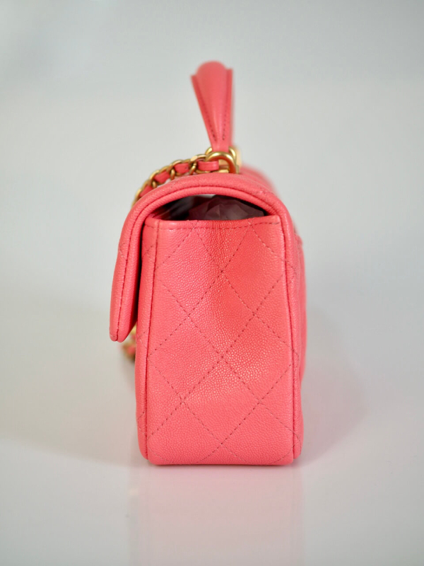 Bag CHANEL Handle Mini Rectangular Pink Calfskin GHW - Image 5