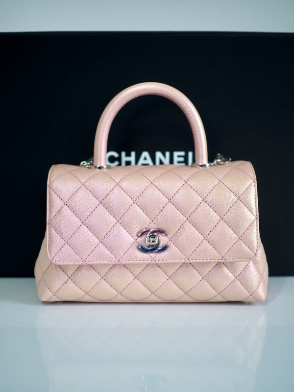 Bag CHANEL Coco Handle Small Pink Caviar SHW - Image 16