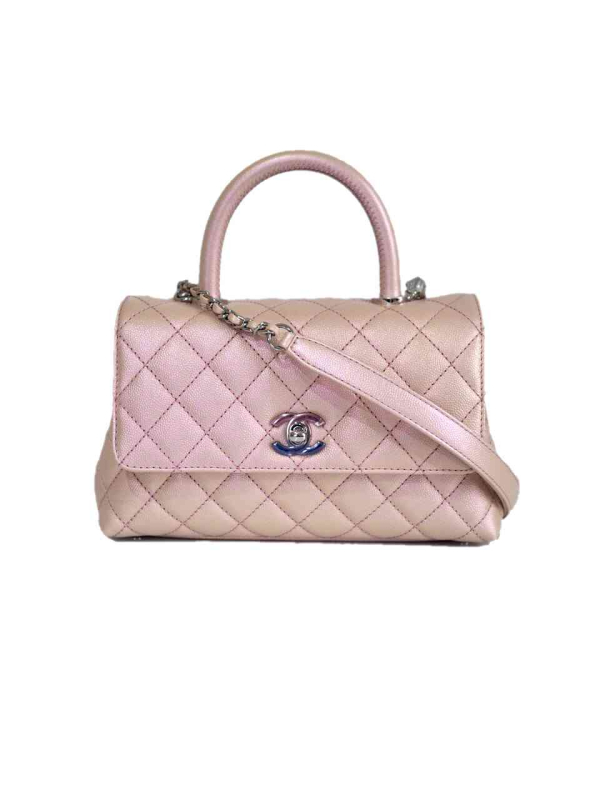 21K-Chanel-Coco-handle-flap-bag-pink-iridescent-caviar-leather-silver-hardware-new.