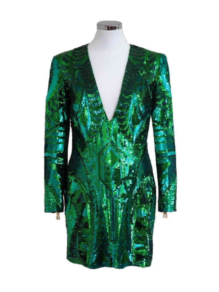 Balmain for H&M green sequin dress | Vintage-United