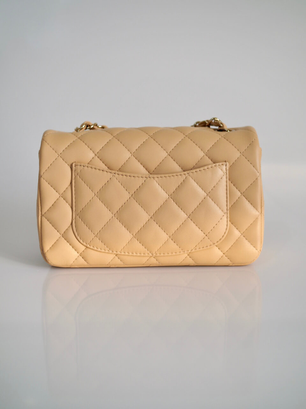 Bag CHANEL Mini Rectangular Beige Lambskin GHW 22C - Image 2