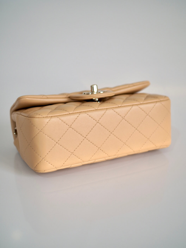 Bag CHANEL Mini Rectangular Beige Lambskin GHW 22C - Image 4