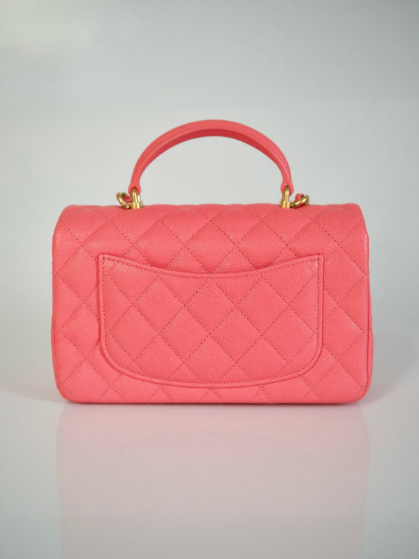 Bag CHANEL Handle Mini Rectangular Pink Calfskin GHW - Image 2