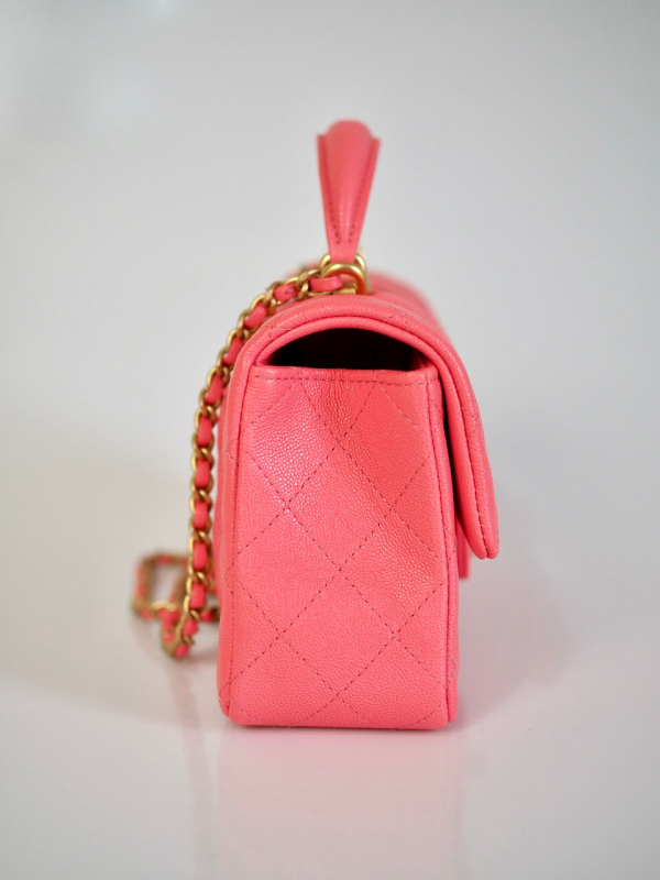 Bag CHANEL Handle Mini Rectangular Pink Calfskin GHW - Image 3