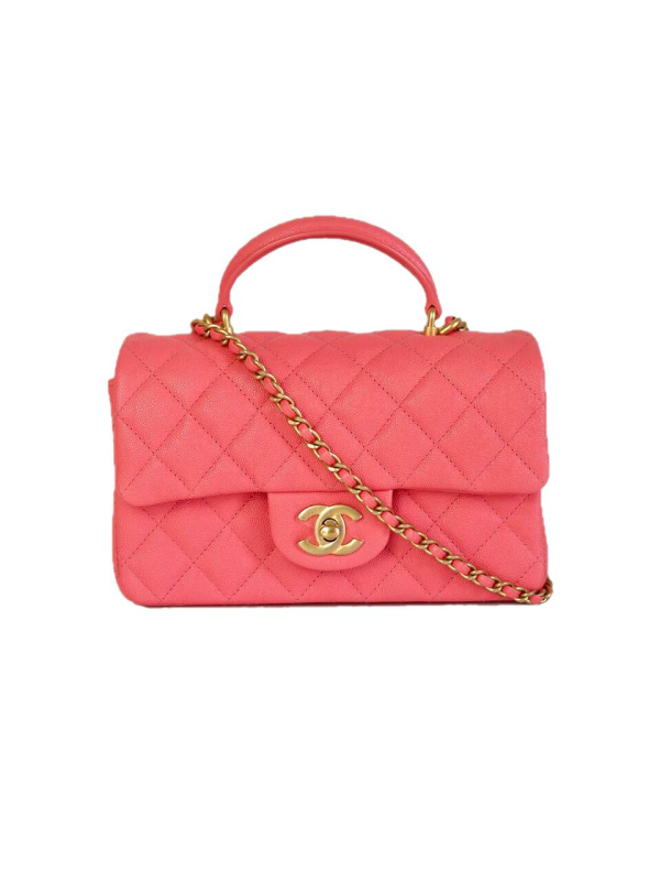 Chanel-Mini-Top-handle-flap-bag-pink-caviar-leather-gold-hardware-21S.