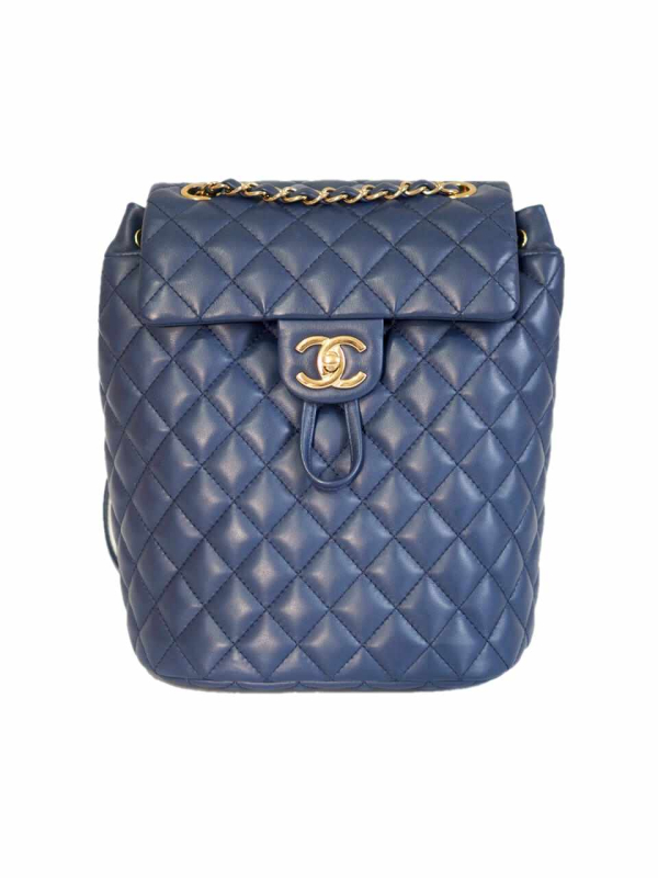 Chanel-Urban-spirit-backpack-blue-quilted-lambskin-gold-hardware