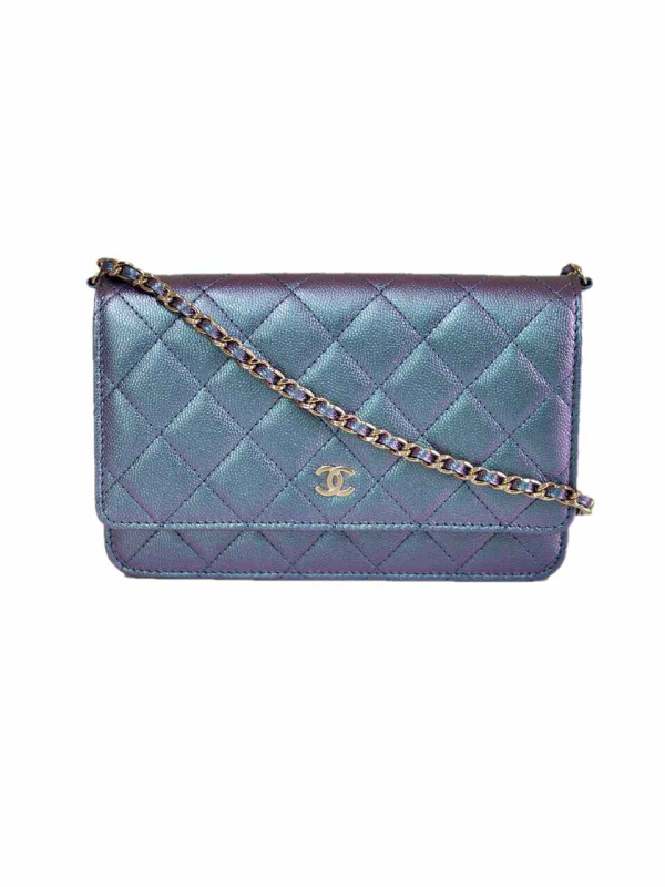 Chanel 22P classic woc blue caviar leather gold hardware new