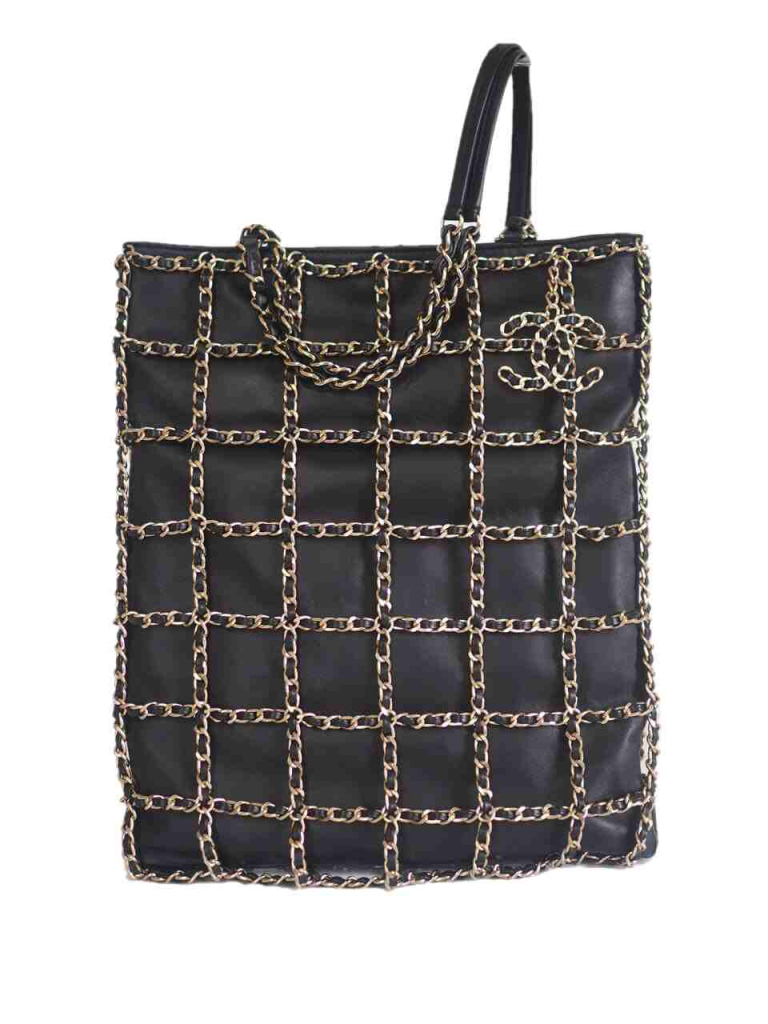 【CHANEL】Chanel Vintage Shopping Tote★シャネル【ランク:A】 Chanel-20C-Tote-with-Chains-