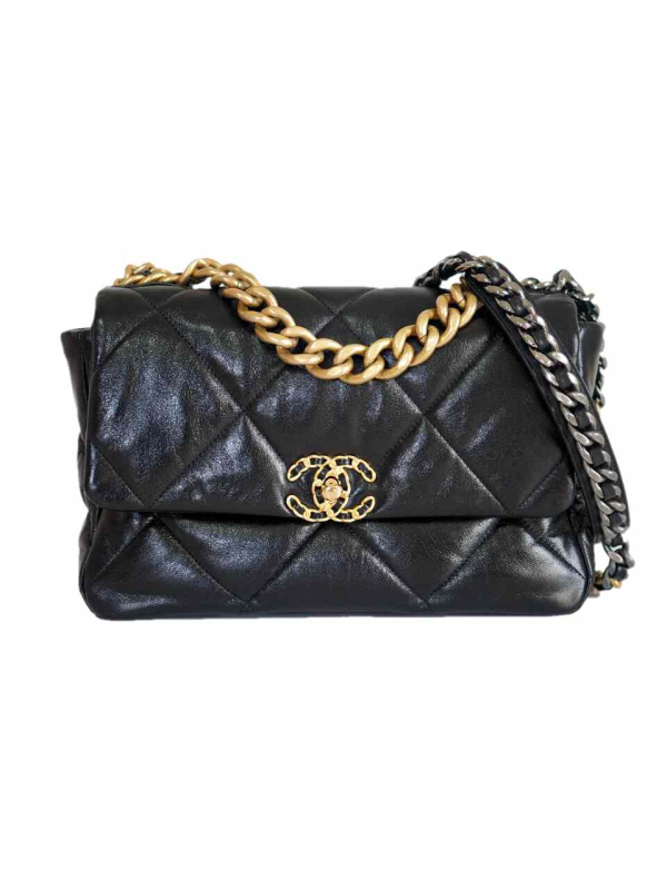 Bag CHANEL 19 Large Black Goatskin GRHW