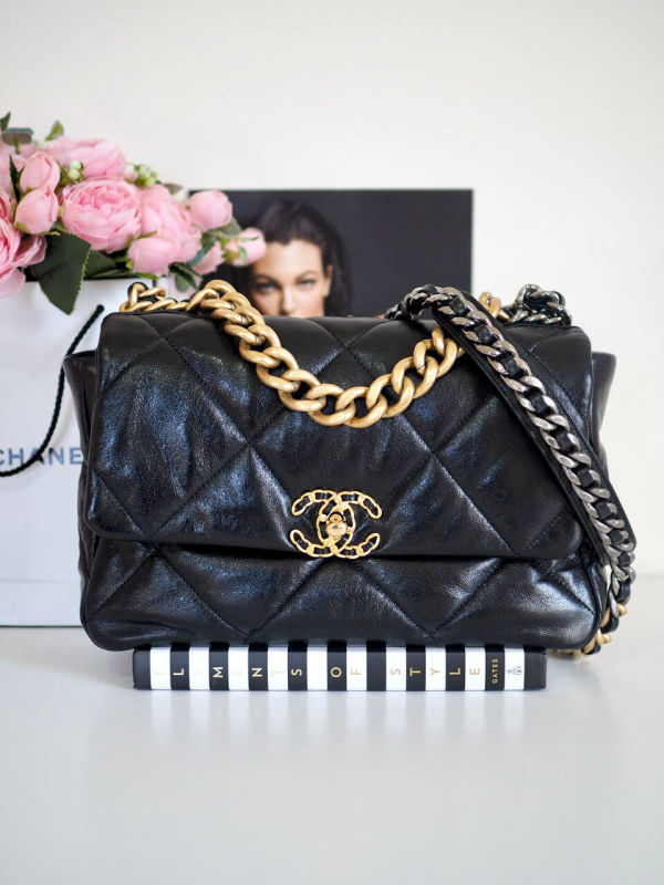 Bag CHANEL 19 Large Black Goatskin GRHW - Image 2