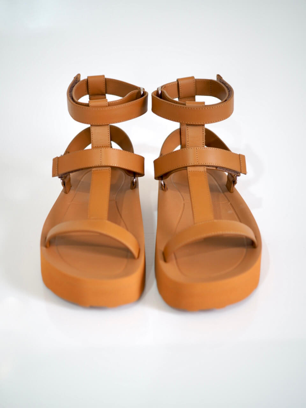 Sandals HERMES Enid Naturel Calfskin Size 38 - Image 2