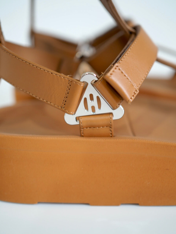 Sandals HERMES Enid Naturel Calfskin Size 38 - Image 4