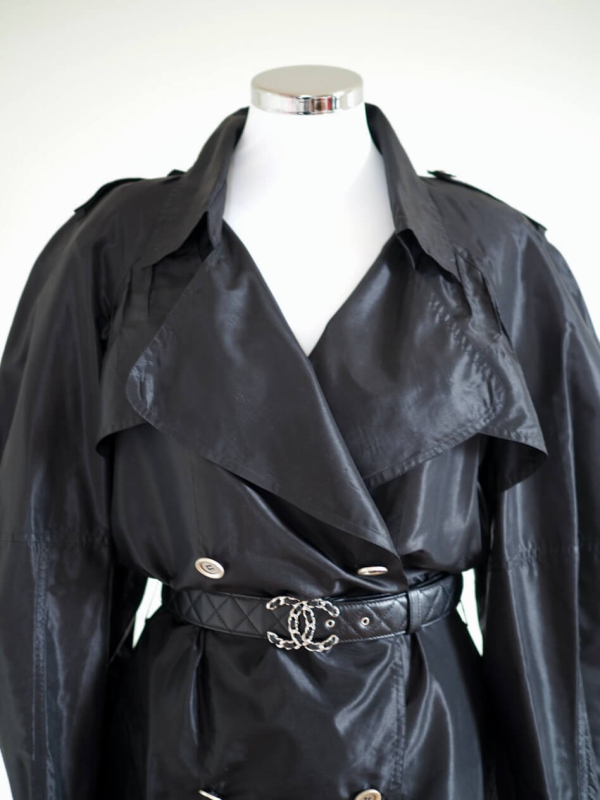 Trench coat CHANEL Black Nylon Size XL - Image 3