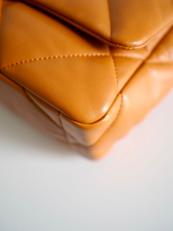 Bag CHANEL 19 Small Orange Brown Lambskin GRHW - Image 9