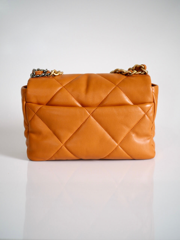 Bag CHANEL 19 Small Orange Brown Lambskin GRHW - Image 3